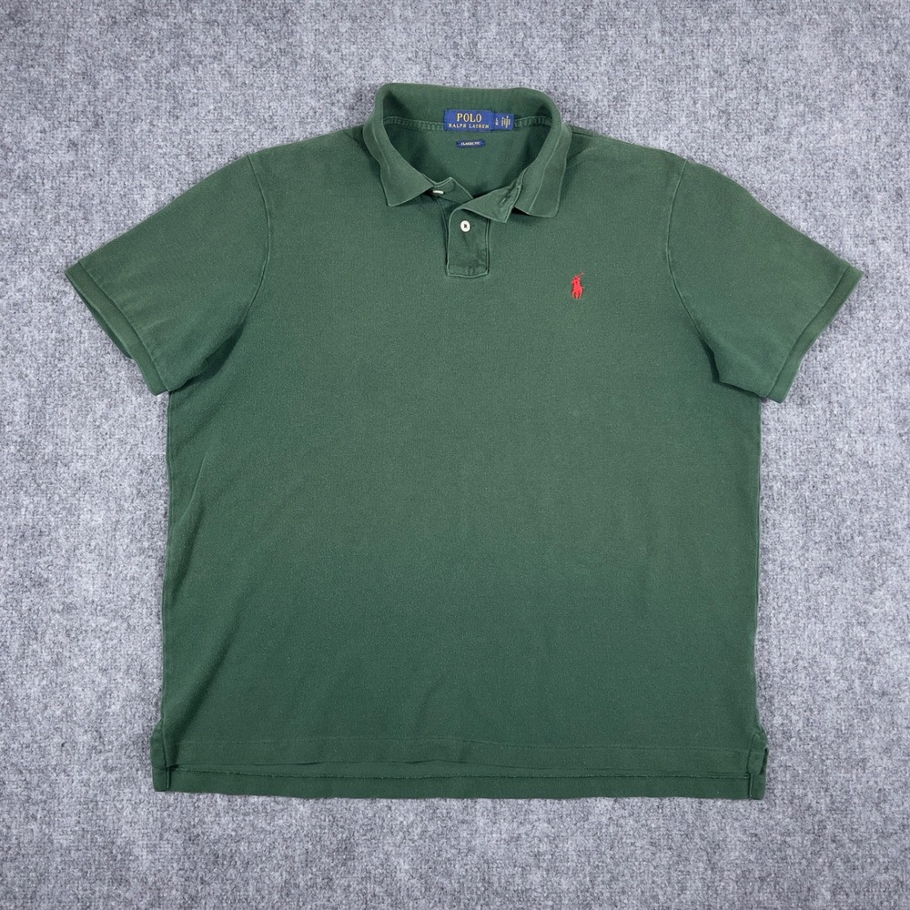 Polo Ralph Lauren Polo Shirt Mens Large Green Classic Fit Red Pony Logo